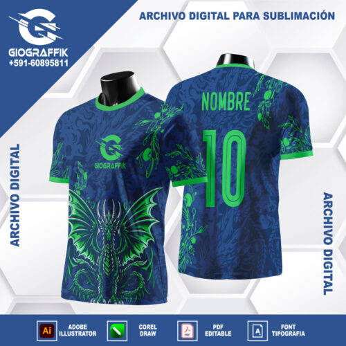 DRAGON BLUE GREEN FLORAL