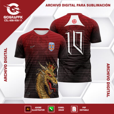 DRAGON DORADO PATTERN DEGRADE RED