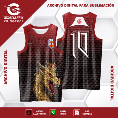 DRAGON DORADO PATTERN DEGRADE RED