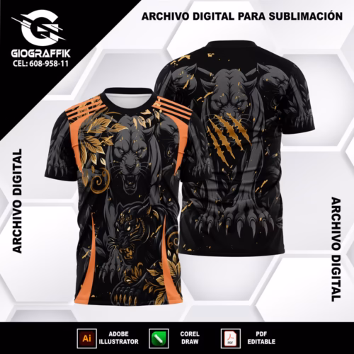 PANTERA BLACK FLORAL ORANGE