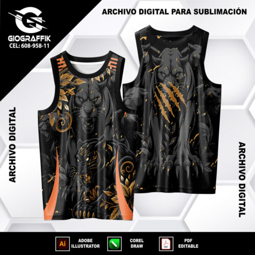 PANTERA BLACK FLORAL ORANGE