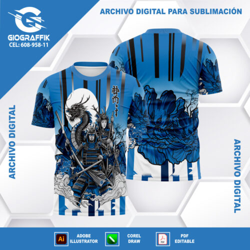 SAMURAI BLUE DEGRADE FLORAL