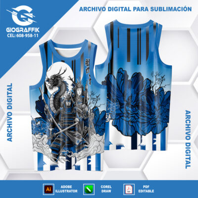 SAMURAI BLUE DEGRADE FLORAL