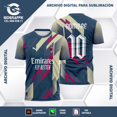AC MILAN GEOMETRIC TORNADO DEGRADE BLUE GRIS