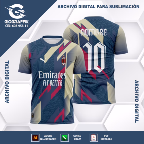 AC MILAN GEOMETRIC TORNADO DEGRADE BLUE GRIS