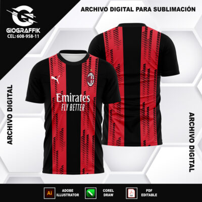 AC MILAN RED BLACK GEOMETRIC VERTICAL