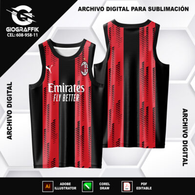 AC MILAN RED BLACK GEOMETRIC VERTICAL