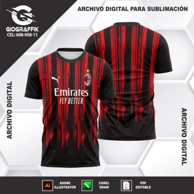 AC MILAN RED BLACK GRUNGE LINEAS VERTICALES