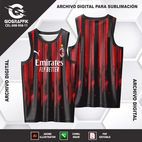 AC MILAN RED BLACK GRUNGE LINEAS VERTICALES