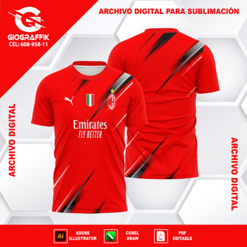 AC MILAN RED LINEAS DEGRADE RED GRIS