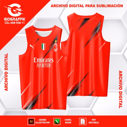 AC MILAN RED LINEAS DEGRADE RED GRIS