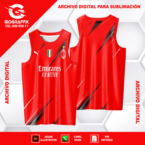 AC MILAN RED LINEAS DEGRADE RED GRIS