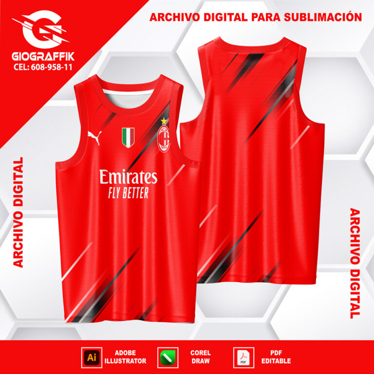 AC MILAN RED LINEAS DEGRADE RED GRIS