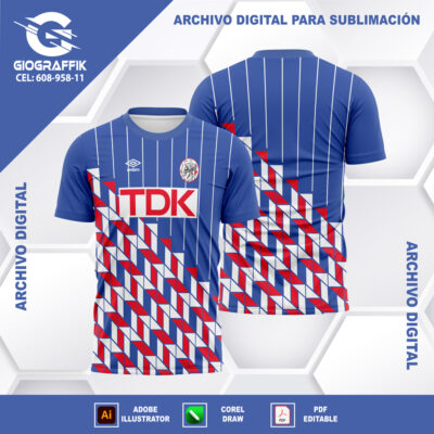 AJAX RETRO BLUE GEOMETRIC RED BLANCO