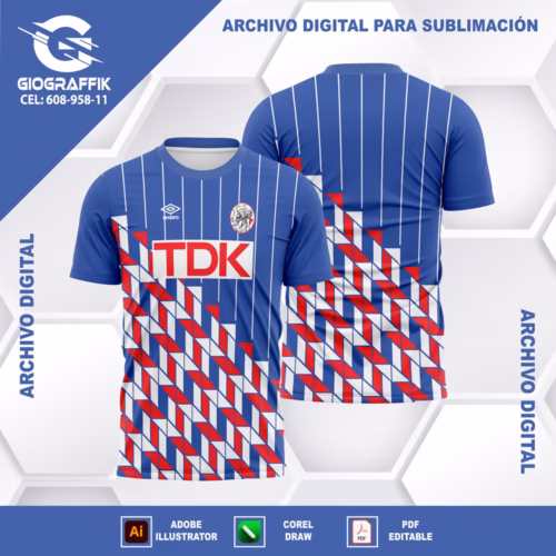 AJAX RETRO BLUE GEOMETRIC RED BLANCO