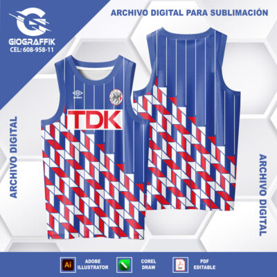 AJAX RETRO BLUE GEOMETRIC RED BLANCO