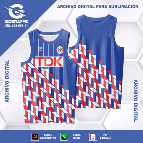 AJAX RETRO BLUE GEOMETRIC RED BLANCO