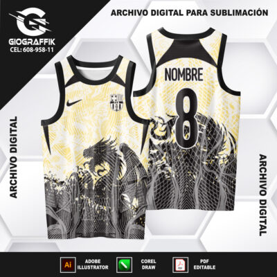 BARCELONA DRAGON PATTERNS BLACK CREMA