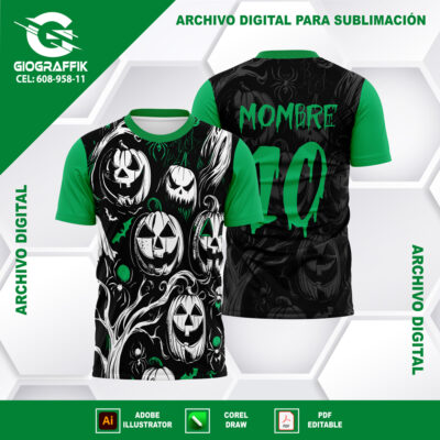 CALABAZAS GREEN BLANCO PATTERN BLACK GRUNGE HALLOWEEN