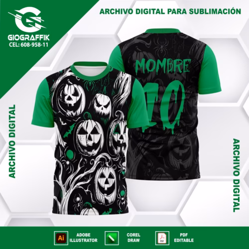 CALABAZAS GREEN BLANCO PATTERN BLACK GRUNGE HALLOWEEN