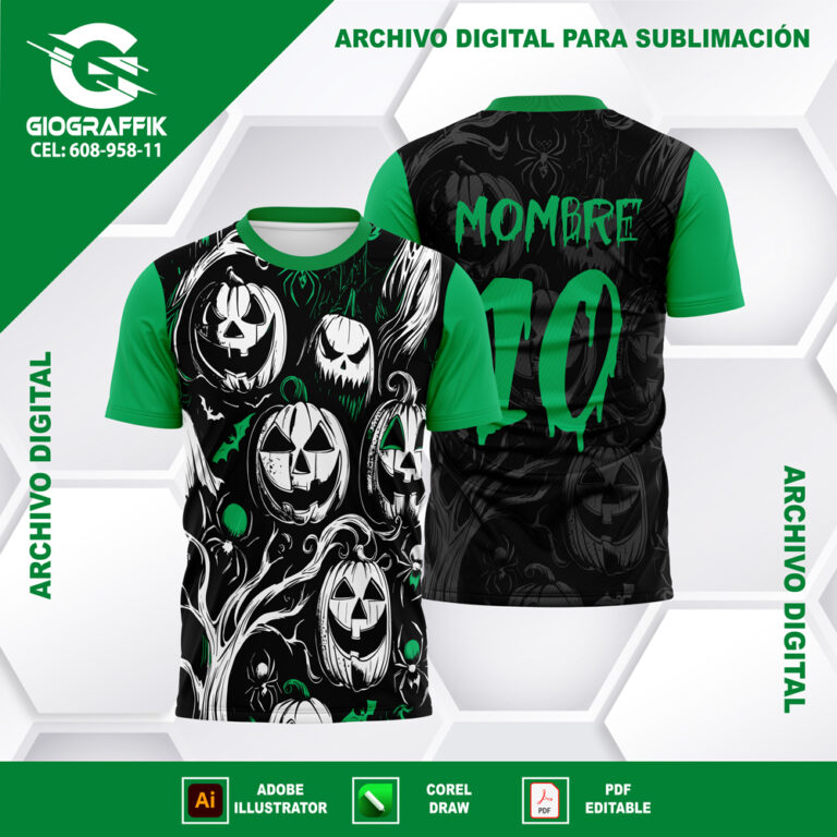 CALABAZAS GREEN BLANCO PATTERN BLACK GRUNGE HALLOWEEN