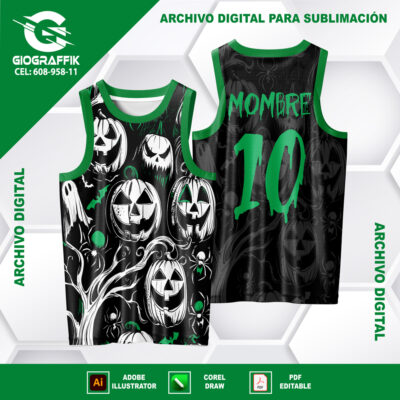 CALABAZAS GREEN BLANCO PATTERN BLACK GRUNGE HALLOWEEN