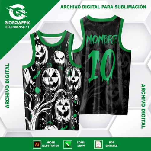 CALABAZAS GREEN BLANCO PATTERN BLACK GRUNGE HALLOWEEN
