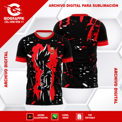DRAGON BALL GOKU RED BLACK GRUNGE BLANCO