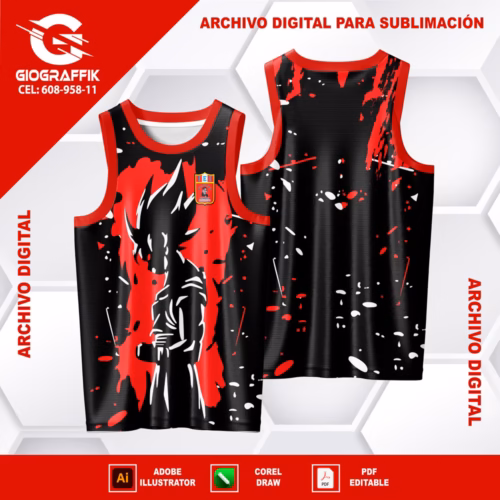 DRAGON BALL GOKU RED BLACK GRUNGE BLANCO