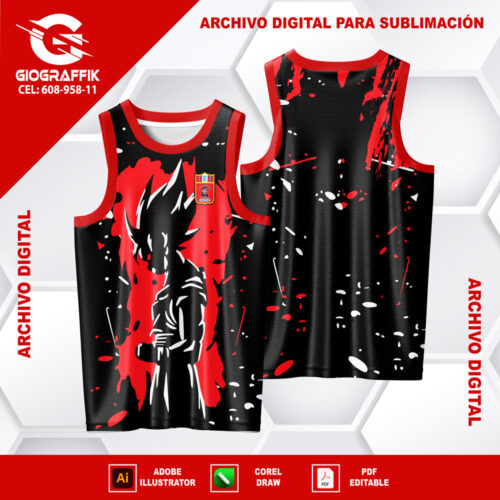 DRAGON BALL GOKU RED BLACK GRUNGE BLANCO