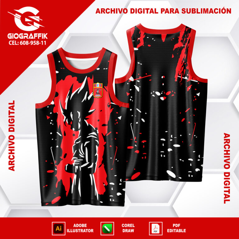 DRAGON BALL GOKU RED BLACK GRUNGE BLANCO