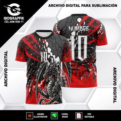 DRAGON BLACK RED TRAMA WHITE