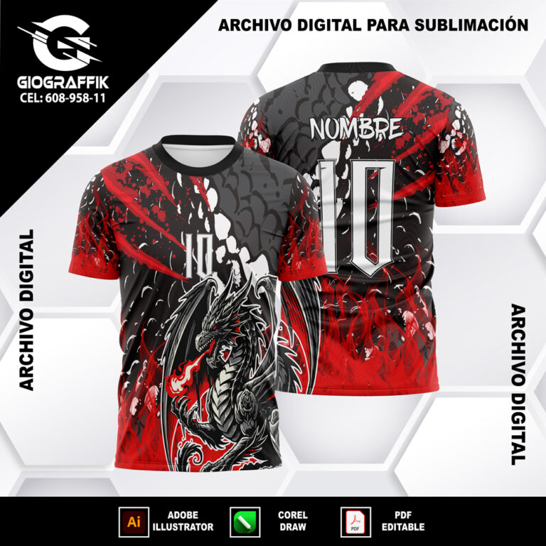 DRAGON BLACK RED TRAMA WHITE