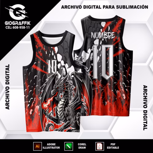 DRAGON BLACK RED TRAMA WHITE
