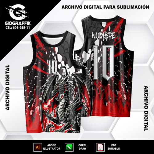 DRAGON BLACK RED TRAMA WHITE