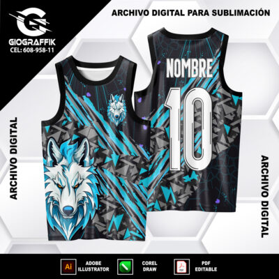 LOBO CIAN GEOMETRICO GRUNGE