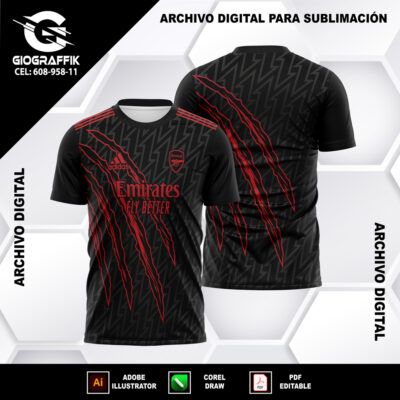 ARSENAL RED 2024 PATTERN GARRAS BLACK