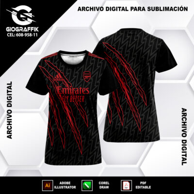 ARSENAL RED 2024 PATTERN GARRAS BLACK