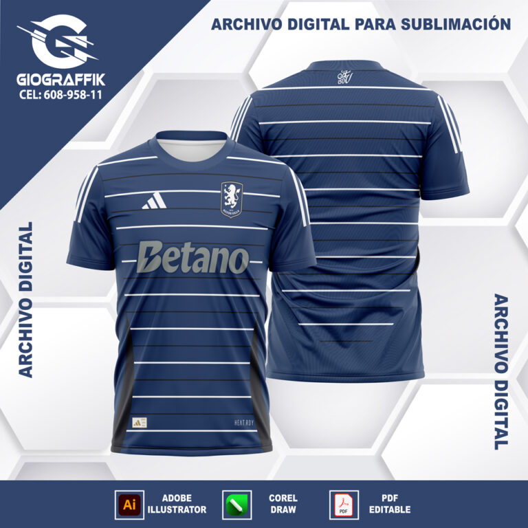 ASTON VILLA VISITA 2024-25 BLUE LINEAS