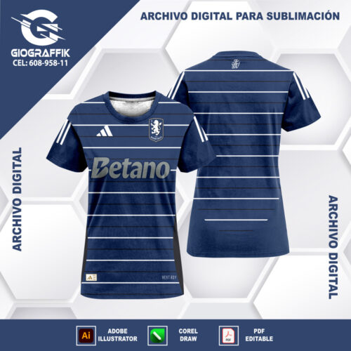 ASTON VILLA VISITA 2024-25 BLUE LINEAS