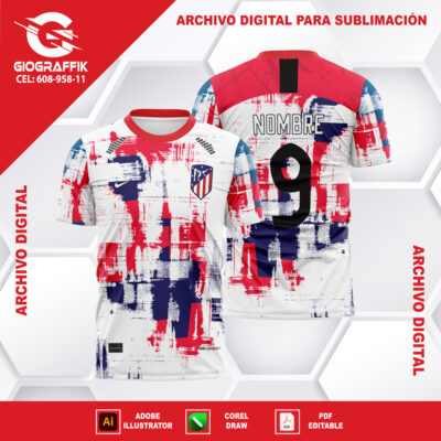 ATLETICO MADRID GRUNGE RED BLUE 2024