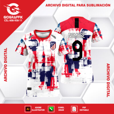 ATLETICO MADRID GRUNGE RED BLUE 2024
