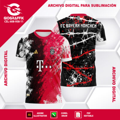 BAYER MUNICH GRUNGE RED BLACK