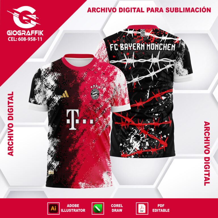 BAYER MUNICH GRUNGE RED BLACK