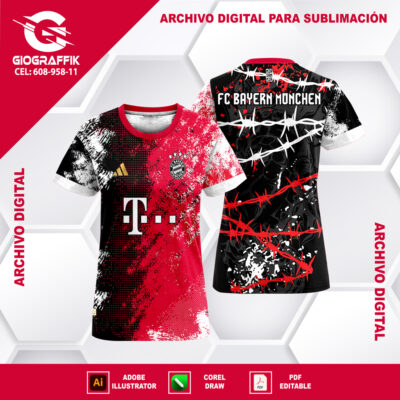 BAYER MUNICH GRUNGE RED BLACK