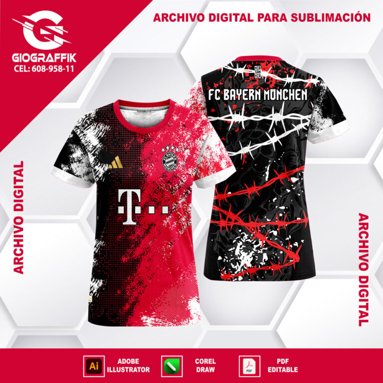 BAYER MUNICH GRUNGE RED BLACK
