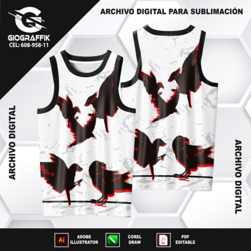 CUERVOS BLACK RED GRUNGE GRIS ITACHI