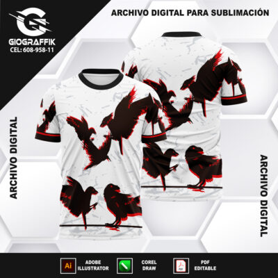 CUERVOS BLACK RED GRUNGE GRIS ITACHI
