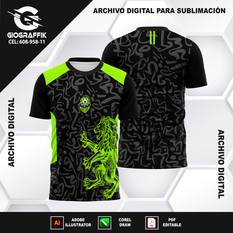 DIBUJO LEON GREEN PATTERNS PLOMO BLACK