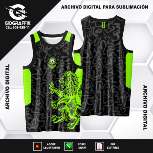 DIBUJO LEON GREEN PATTERNS PLOMO BLACK